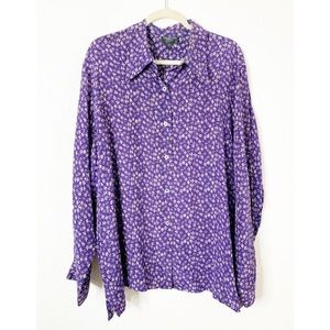 Halston Lifestyle Woman Size 20 Purple Silk Top
